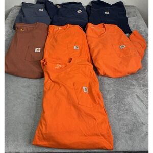 Carhartt Short Sleeve Pocket T Shirt Lot Of 7 Men's Size 4XL Orange Blue
